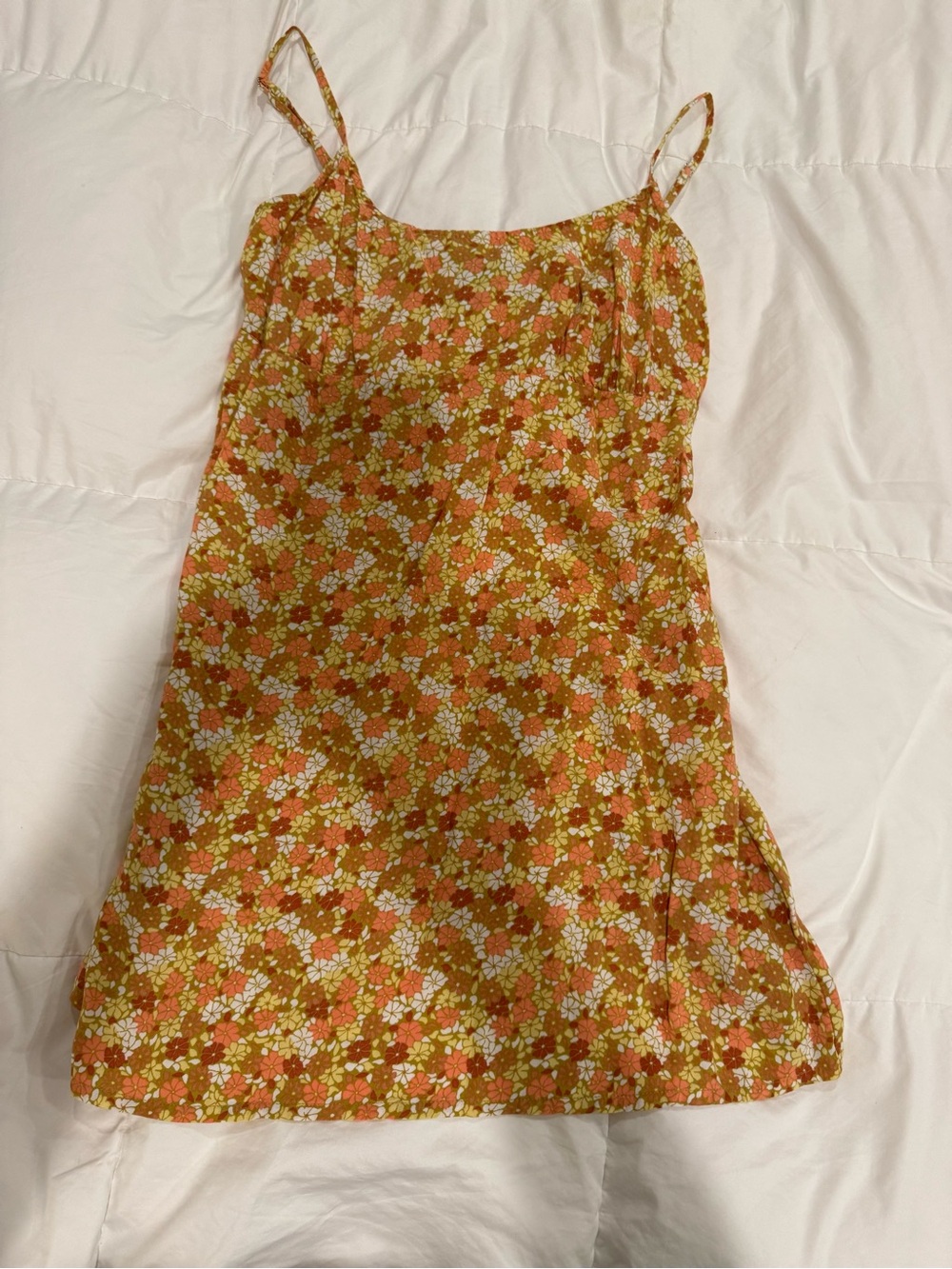 Volcom Orange Floral Slip Dress with Green Accents